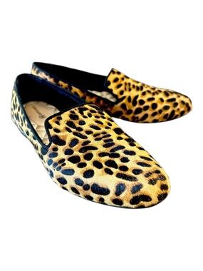 Birdies The Sterling Slip on Smoking Loafer in Cheetah Calf Hair 6.5